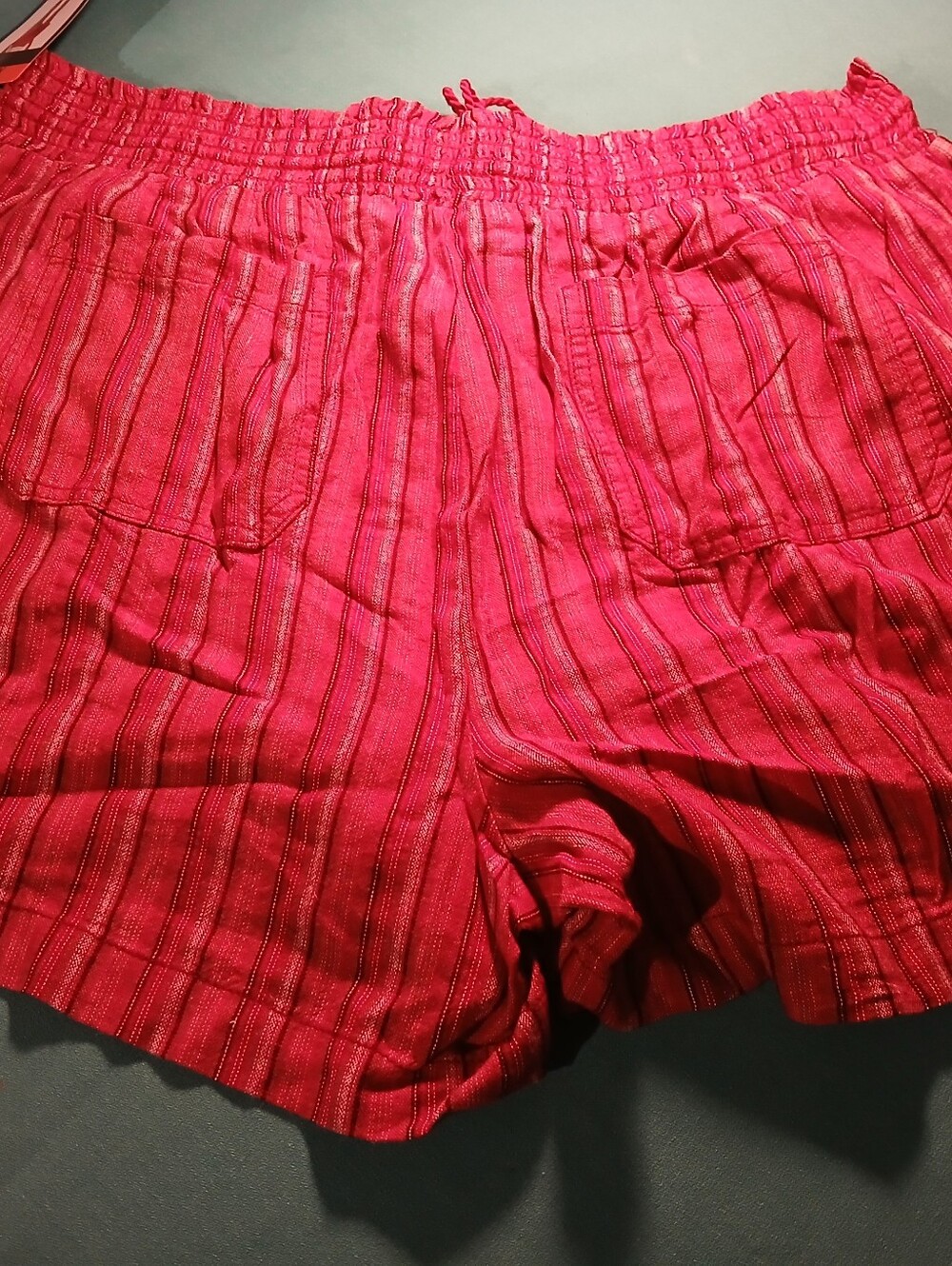 Briggs Women's Shorts XXL Red Stripes Draw String Waist Linen Blend Short NWT - Picture 8 of 12